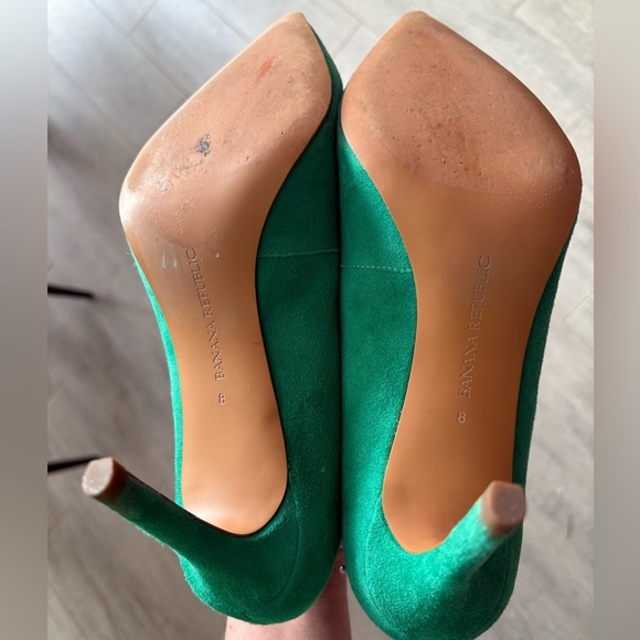 Banana Republic Madison leather suede green pumps high heels shoes sz 8 - Picture 6 of 6